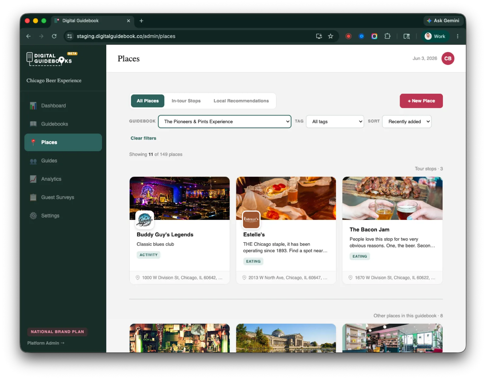 The new Places library: one grid with filters for All Places, Active Stops, and Local Recommendations